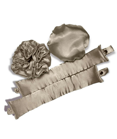 Darrahopens Health & Beauty > Hair Care > Hair Styling Tools khaki Heatless Hair Curler Set with Satin Ribbon and Sleep Caps for Overnight Big Waves Easy Damage-Free Styling Solution for Local Women Professional Kit