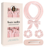 Darrahopens Health & Beauty > Hair Care > Hair Styling Tools Light pink Heatless Hair Curler Set with Bowtie Ribbon for Natural Big Waves Damage-Free Overnight Hair Styling Essential for Your Local Modern Lifestyle