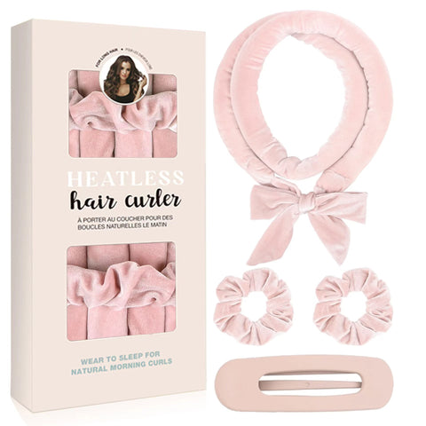 Darrahopens Health & Beauty > Hair Care > Hair Styling Tools Light pink Heatless Hair Curler Set with Bowtie Ribbon for Natural Big Waves Damage-Free Overnight Hair Styling Essential for Your Local Modern Lifestyle