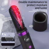 Darrahopens Health & Beauty > Hair Care > Hair Styling Tools New Portable Hair Straightening Comb, USB rechargeable, 4000mAh battery, includes charging dock. Intelligent digital temperature control, dual use for straightening and curling, long-lasting hold without damaging hair, BLACK