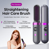 Darrahopens Health & Beauty > Hair Care > Hair Styling Tools New Portable Hair Straightening Comb, USB rechargeable, 4000mAh battery, includes charging dock. Intelligent digital temperature control, dual use for straightening and curling, long-lasting hold without damaging hair(GREY)