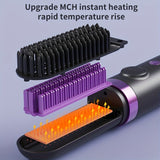 Darrahopens Health & Beauty > Hair Care > Hair Styling Tools New Portable Hair Straightening Comb, USB rechargeable, 4000mAh battery, includes charging dock. Intelligent digital temperature control, dual use for straightening and curling, long-lasting hold without damaging hair(GREY)