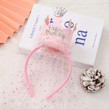 Darrahopens Health & Beauty > Hair Care > Hair Styling Tools Pink 2-Pack Tulle Crown Headbands with "Happy Birthday" Sparkle Design for Kids – Princess Party Hair Accessories