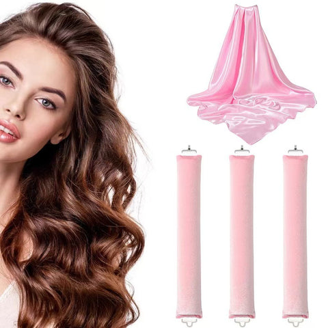 Darrahopens Health & Beauty > Hair Care > Hair Styling Tools Pink Heatless Hair Curler 2 Pack with Satin Scarf and Soft Sponge Rollers for Overnight Big Waves Damage-Free Styling Solution for Local Professionals