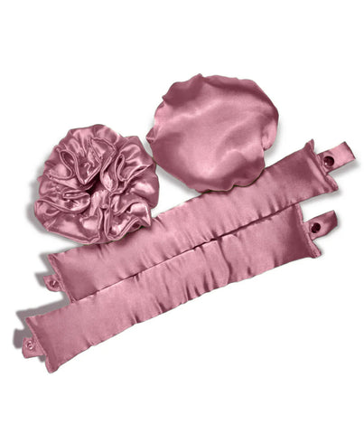 Darrahopens Health & Beauty > Hair Care > Hair Styling Tools Pink Heatless Hair Curler Set with Satin Ribbon and Sleep Caps for Overnight Big Waves Easy Damage-Free Styling Solution for Local Women Professional Kit