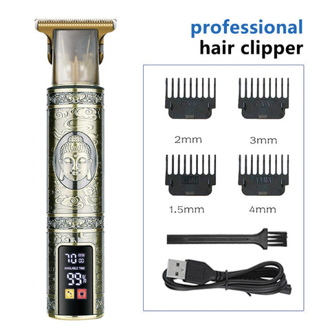 Darrahopens Health & Beauty > Hair Care > Hair Styling Tools Professional Buddha head Design Hair Clipper - Cordless Hair Trimmer with Digital Display, Adjustable Guards, and USB Charging