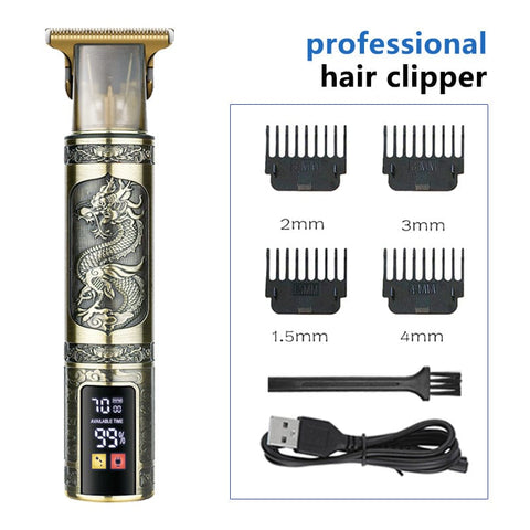Darrahopens Health & Beauty > Hair Care > Hair Styling Tools Professional Dragon Design Hair Clipper - Cordless Hair Trimmer with Digital Display, Adjustable Guards, and USB Charging