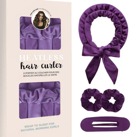 Darrahopens Health & Beauty > Hair Care > Hair Styling Tools Purple Heatless Hair Curler Set with Bowtie Ribbon for Natural Big Waves Damage-Free Overnight Hair Styling Essential for Your Local Modern Lifestyle