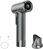 Rechargeable Cordless Handheld Hair Dryer with LED Temperature Display, Portable USB Wireless Mini Blow Dryer for Travel Camping Home Use（Gray）