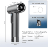 Darrahopens Health & Beauty > Hair Care > Hair Styling Tools Rechargeable Cordless Handheld Hair Dryer with LED Temperature Display, Portable USB Wireless Mini Blow Dryer for Travel Camping Home Use（White）