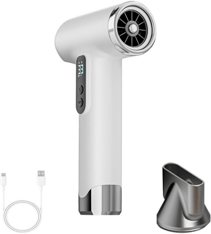 Rechargeable Cordless Handheld Hair Dryer with LED Temperature Display, Portable USB Wireless Mini Blow Dryer for Travel Camping Home Use（White）