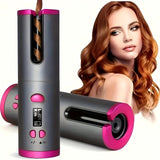 Darrahopens Health & Beauty > Hair Care > Hair Styling Tools USB LCD Wireless Charging Automatic Portable Hair Curler Smart Home Personal Care Appliance Mini Hair Curling Iron, Stylish Design, Multiple Colors Available