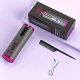 Darrahopens Health & Beauty > Hair Care > Hair Styling Tools USB LCD Wireless Charging Automatic Portable Hair Curler Smart Home Personal Care Appliance Mini Hair Curling Iron, Stylish Design, Multiple Colors Available