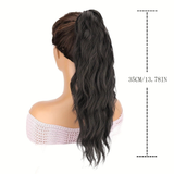 Darrahopens Health & Beauty > Hair Care > Hair Styling Tools Water wave curly hair clip-in ponytail wig, made of high-heat-resistant synthetic material. Perfect for daily wear to add volume, ideal for holiday celebrations and Halloween parties.(BLACK)