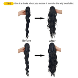 Darrahopens Health & Beauty > Hair Care > Hair Styling Tools Water wave curly hair clip-in ponytail wig, made of high-heat-resistant synthetic material. Perfect for daily wear to add volume, ideal for holiday celebrations and Halloween parties.(BLACK)