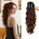 Darrahopens Health & Beauty > Hair Care > Hair Styling Tools Water wave curly hair clip-in ponytail wig, made of high-heat-resistant synthetic material. Perfect for daily wear to add volume, ideal for holiday celebrations and Halloween parties.(BLACK)