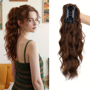 Darrahopens Health & Beauty > Hair Care > Hair Styling Tools Water wave curly hair clip-in ponytail wig, made of high-heat-resistant synthetic material. Perfect for daily wear to add volume, ideal for holiday celebrations and Halloween parties.（light brown）
