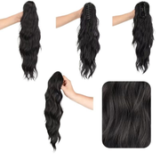 Darrahopens Health & Beauty > Hair Care > Hair Styling Tools Water wave curly hair clip-in ponytail wig, made of high-heat-resistant synthetic material. Perfect for daily wear to add volume, ideal for holiday celebrations and Halloween parties.（Dark brown）