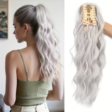 Darrahopens Health & Beauty > Hair Care > Hair Styling Tools Water wave curly hair clip-in ponytail wig, made of high-heat-resistant synthetic material. Perfect for daily wear to add volume, ideal for holiday celebrations and Halloween parties.（Milk ash）