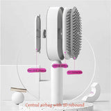 Darrahopens Health & Beauty > Hair Care > Hair Styling Tools White 3D Airbag Massage Self Cleaning Hair Brush with Base - for Long Hair - One-Click Easy Hair Removal - Scalp Soothing Detangler for Professional Home Hair Care