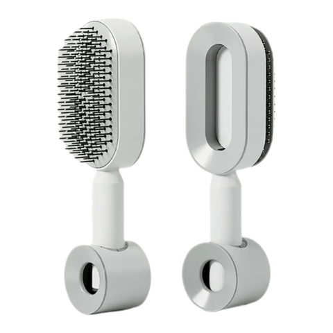 Darrahopens Health & Beauty > Hair Care > Hair Styling Tools White 3D Airbag Massage Self Cleaning Hair Brush with Base - for Long Hair - One-Click Easy Hair Removal - Scalp Soothing Detangler for Professional Home Hair Care