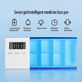 Darrahopens Health & Beauty > Health & Wellbeing > First Aid Kits 7-Day Smart Pill Organizer with Timer & Alarm – Intelligent Medication Reminder Box with Vibration, Beep Alerts, USB Rechargeable Portable Electronic Pill Case for Elderly & Travel(blue)