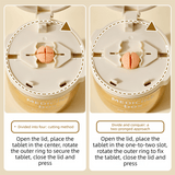 Darrahopens Health & Beauty > Health & Wellbeing > First Aid Kits Beige 3-in-1 Pill Cutter, Crusher & Organizer Box with Built-in Water Cup - Portable Medicine Storage Container with Precision Quarter/Half Splitter