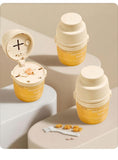 Darrahopens Health & Beauty > Health & Wellbeing > First Aid Kits Beige 3-in-1 Pill Cutter, Crusher & Organizer Box with Built-in Water Cup - Portable Medicine Storage Container with Precision Quarter/Half Splitter