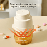 Darrahopens Health & Beauty > Health & Wellbeing > First Aid Kits Beige 3-in-1 Pill Cutter, Crusher & Organizer Box with Built-in Water Cup - Portable Medicine Storage Container with Precision Quarter/Half Splitter