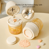 Darrahopens Health & Beauty > Health & Wellbeing > First Aid Kits Beige 3-in-1 Pill Cutter, Crusher & Organizer Box with Built-in Water Cup - Portable Medicine Storage Container with Precision Quarter/Half Splitter