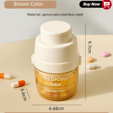Darrahopens Health & Beauty > Health & Wellbeing > First Aid Kits Beige 3-in-1 Pill Cutter, Crusher & Organizer Box with Built-in Water Cup - Portable Medicine Storage Container with Precision Quarter/Half Splitter