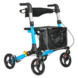 Darrahopens Health & Beauty > Health & Wellbeing > Mobility & Accessibility Alston 2 In 1 Foldable X-Fold Mobility Walker Rollator Chair Aid 8 Inch Wheel Max Load 136KG with Zippered Storage Bag for Elderly Seniors Indoor Outdoor Use