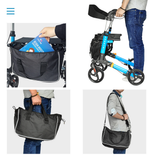 Darrahopens Health & Beauty > Health & Wellbeing > Mobility & Accessibility Alston 2 In 1 Foldable X-Fold Mobility Walker Rollator Chair Aid 8 Inch Wheel Max Load 136KG with Zippered Storage Bag for Elderly Seniors Indoor Outdoor Use
