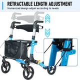 Darrahopens Health & Beauty > Health & Wellbeing > Mobility & Accessibility Alston 2 In 1 Foldable X-Fold Mobility Walker Rollator Chair Aid 8 Inch Wheel Max Load 136KG with Zippered Storage Bag for Elderly Seniors Indoor Outdoor Use