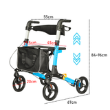 Darrahopens Health & Beauty > Health & Wellbeing > Mobility & Accessibility Alston 2 In 1 Foldable X-Fold Mobility Walker Rollator Chair Aid 8 Inch Wheel Max Load 136KG with Zippered Storage Bag for Elderly Seniors Indoor Outdoor Use