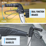 Darrahopens Health & Beauty > Health & Wellbeing > Mobility & Accessibility Alston 2 In 1 Foldable X-Fold Mobility Walker Rollator Chair Aid 8 Inch Wheel Max Load 136KG with Zippered Storage Bag for Elderly Seniors Indoor Outdoor Use
