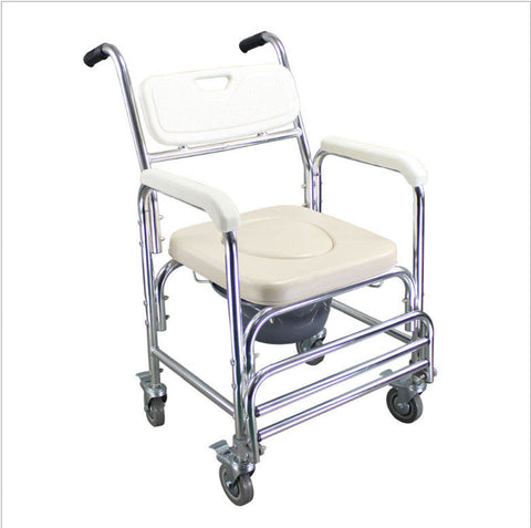 Darrahopens Health & Beauty > Health & Wellbeing > Mobility & Accessibility Aluminum Bedside Commode Chair 200kg Mobile Shower Toilet Wheelchair