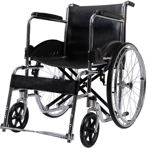 Darrahopens Health & Beauty > Health & Wellbeing > Mobility & Accessibility Equipmed Folding Manual Wheelchair Self Propelled, 24" Rear Wheels, Chrome Steel Frame, 46cm Wide Seat, 100kg Capacity, Park Brakes