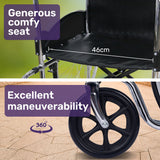 Darrahopens Health & Beauty > Health & Wellbeing > Mobility & Accessibility Equipmed Folding Manual Wheelchair Self Propelled, 24" Rear Wheels, Chrome Steel Frame, 46cm Wide Seat, 100kg Capacity, Park Brakes