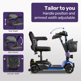 Darrahopens Health & Beauty > Health & Wellbeing > Mobility & Accessibility EQUIPMED FreeLite+ Mid-Sized Electric Foldable Mobility Scooter, Lithium Battery, Long Range and Easy Charging, Blue