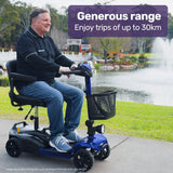Darrahopens Health & Beauty > Health & Wellbeing > Mobility & Accessibility EQUIPMED FreeLite+ Mid-Sized Electric Foldable Mobility Scooter, Lithium Battery, Long Range and Easy Charging, Blue