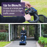 Darrahopens Health & Beauty > Health & Wellbeing > Mobility & Accessibility EQUIPMED FreeLite+ Mid-Sized Electric Foldable Mobility Scooter, Lithium Battery, Long Range and Easy Charging, Blue