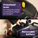 Darrahopens Health & Beauty > Health & Wellbeing > Mobility & Accessibility EQUIPMED FreeLite+ Mid-Sized Foldable Electric Mobility Scooter, Lithium Battery, Long Range and Easy Charging, Grey