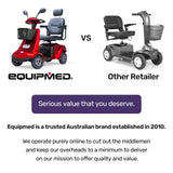 Darrahopens Health & Beauty > Health & Wellbeing > Mobility & Accessibility EQUIPMED LeisureCruise Extra Large-Sized, High Power, 182kg Capacity Mobility Scooter  - Red