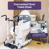 Darrahopens Health & Beauty > Health & Wellbeing > Mobility & Accessibility Equipmed Patient Lift Transfer Chair, Easy Hydraulic Height Adjustment, Shower Compatible, Over Toilet, Removable Commode, for Seniors Elderly Disabled