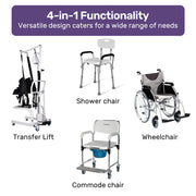 Darrahopens Health & Beauty > Health & Wellbeing > Mobility & Accessibility Equipmed Patient Lift Transfer Chair, Easy Hydraulic Height Adjustment, Shower Compatible, Over Toilet, Removable Commode, for Seniors Elderly Disabled