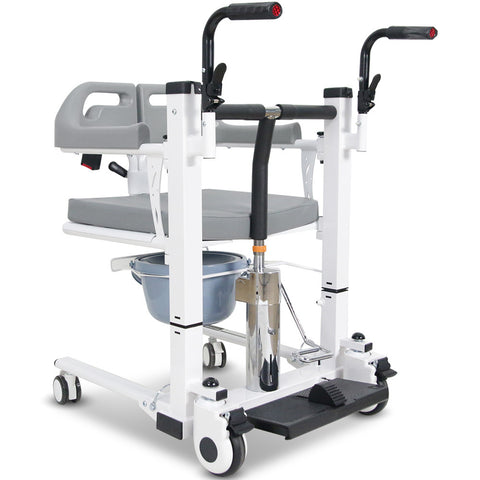 Darrahopens Health & Beauty > Health & Wellbeing > Mobility & Accessibility Equipmed Patient Lift Transfer Chair, Easy Hydraulic Height Adjustment, Shower Compatible, Over Toilet, Removable Commode, for Seniors Elderly Disabled