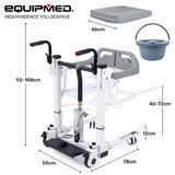 Darrahopens Health & Beauty > Health & Wellbeing > Mobility & Accessibility Equipmed Patient Lift Transfer Chair, Easy Hydraulic Height Adjustment, Shower Compatible, Over Toilet, Removable Commode, for Seniors Elderly Disabled