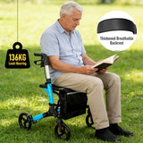 Darrahopens Health & Beauty > Health & Wellbeing > Mobility & Accessibility Foldable Aluminium Rollator Walker With Seat & Storage Bag, Adjustable Handles, 8" Wheels, Lightweight Walking Frame(66x60x93cm)