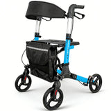Darrahopens Health & Beauty > Health & Wellbeing > Mobility & Accessibility Foldable Aluminium Rollator Walker With Seat & Storage Bag, Adjustable Handles, 8" Wheels, Lightweight Walking Frame(66x60x93cm)